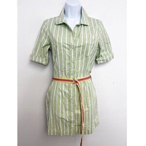 old navy 2005 preppy Y2K cotton striped shirt dress  Belted Sz 1 NWT